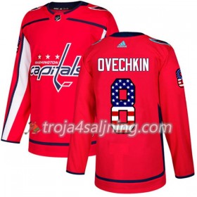 Washington Capitals tröja Alex Ovechkin 8 Röd USA Flag Fashion 2017-2018 Adidas Authentic - NHL Tröjor Herr